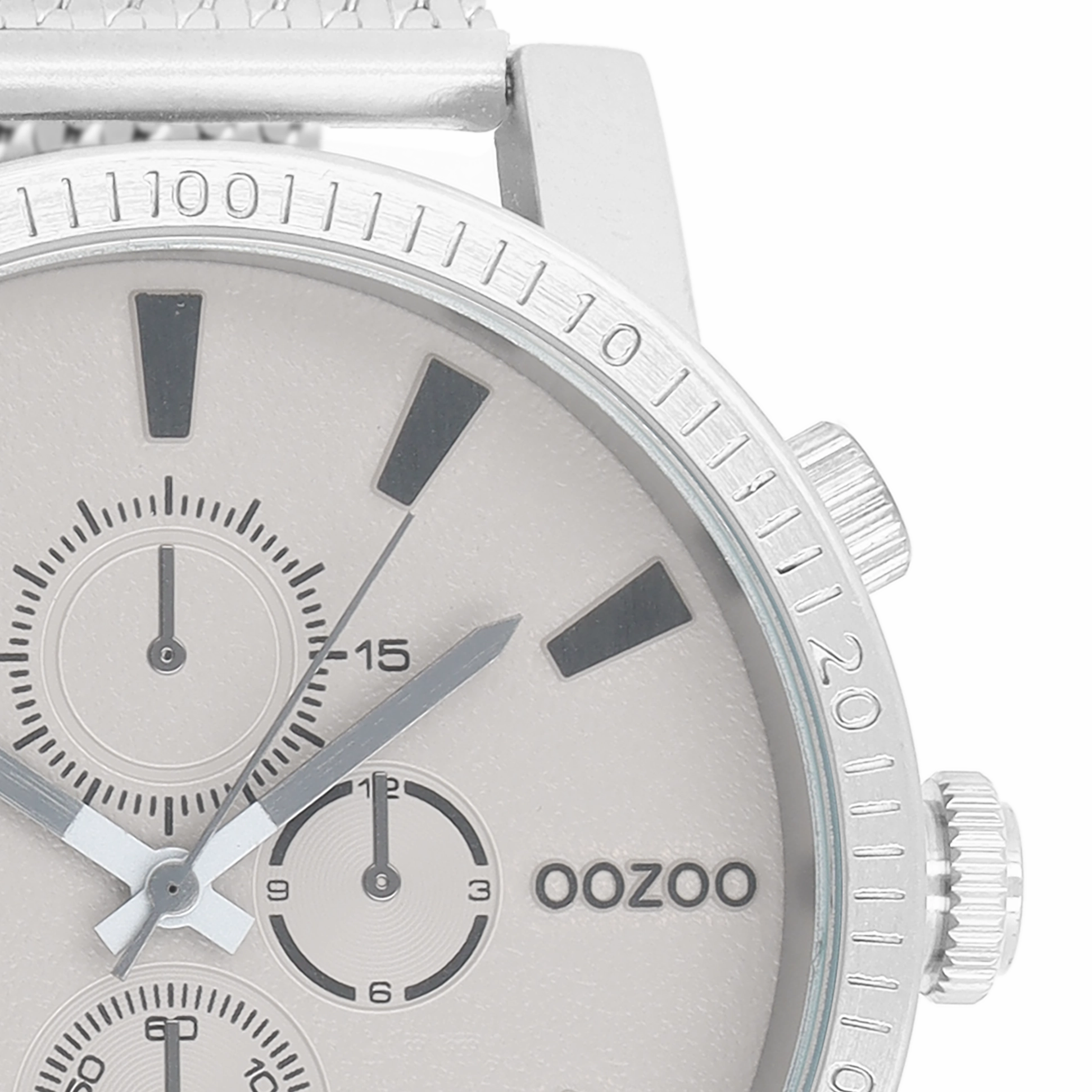 Silver coloured OOZOO watch with metal mesh bracelet - C9436