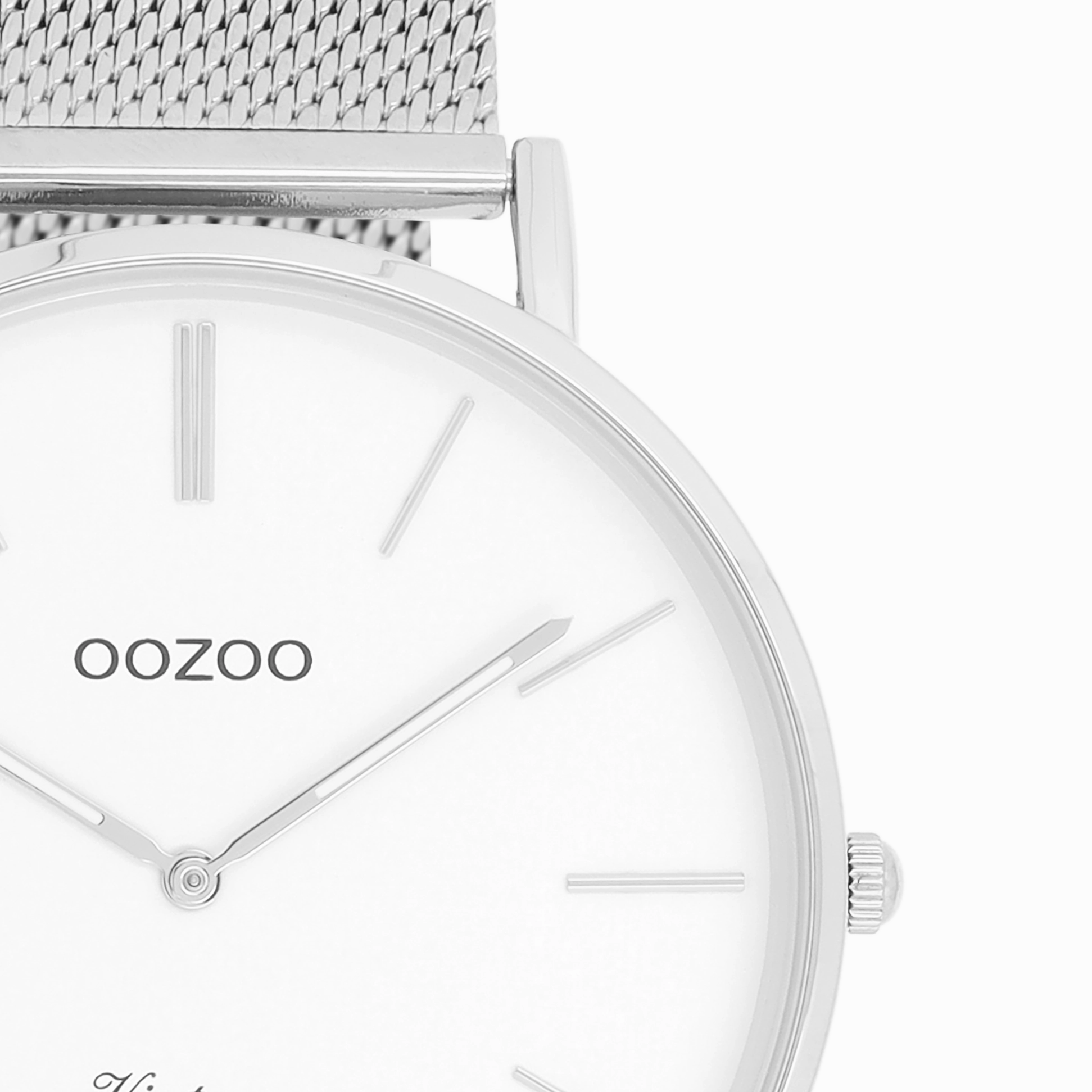 Silver coloured OOZOO watch with metal mesh bracelet - C9900