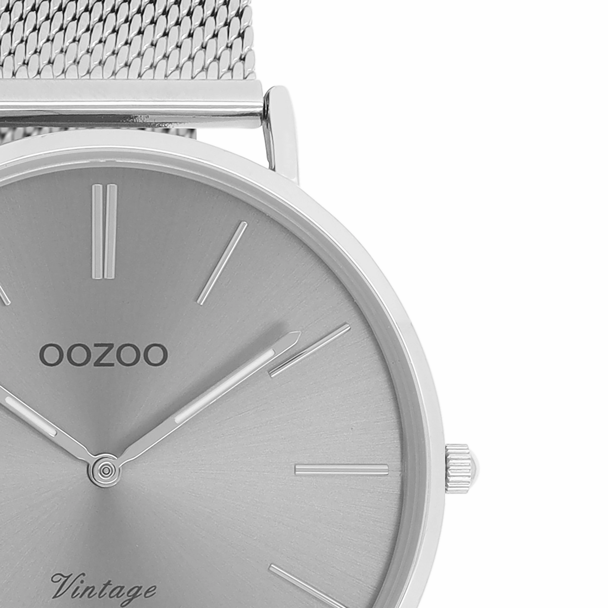 Silver coloured OOZOO watch with metal mesh bracelet - C9937
