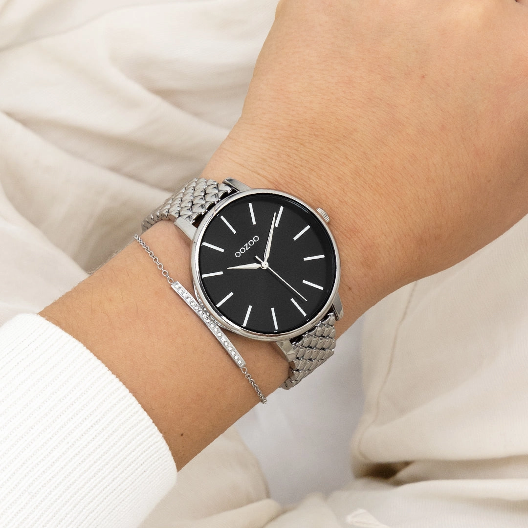 Silver coloured OOZOO watch with stainless steel bracelet - C11434