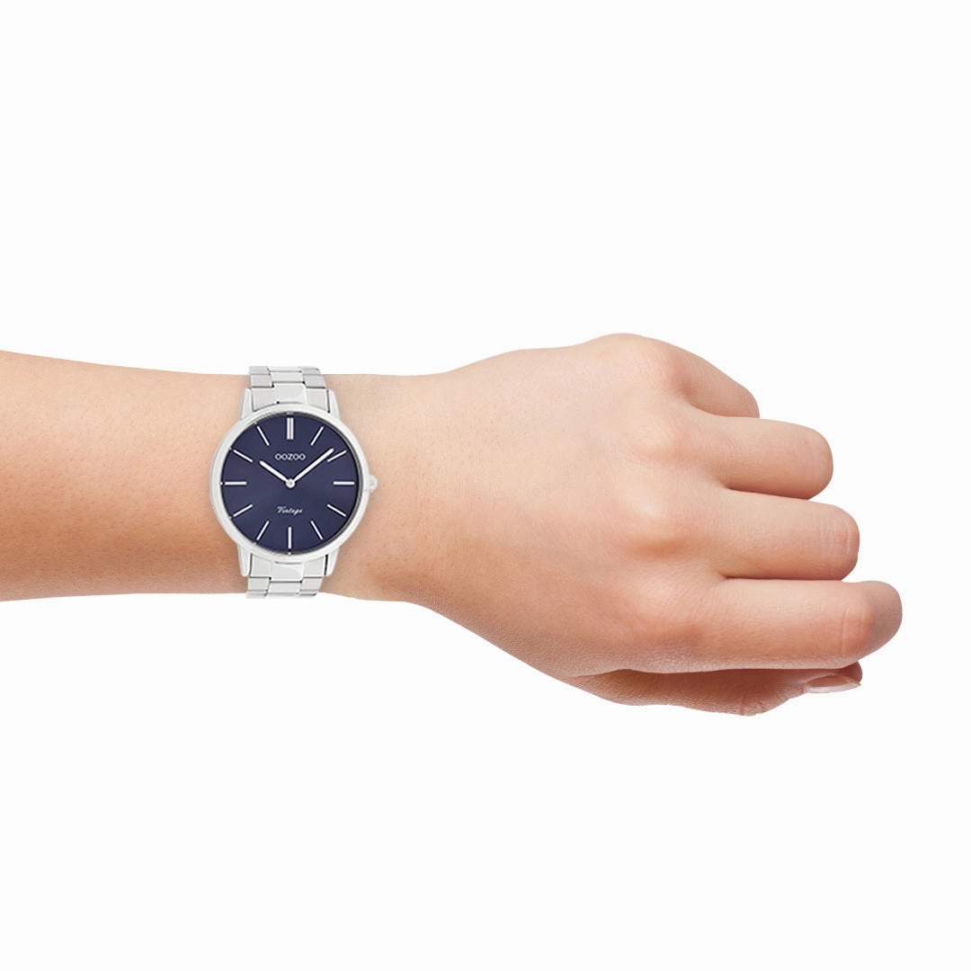 Silver coloured OOZOO watch with stainless steel bracelet - C20020