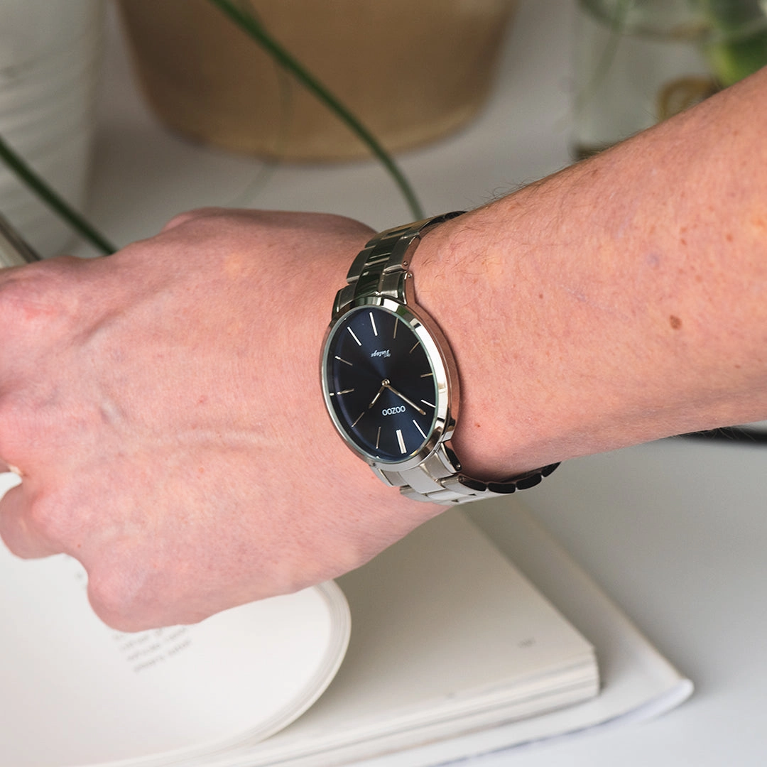 Silver coloured OOZOO watch with stainless steel bracelet - C20020