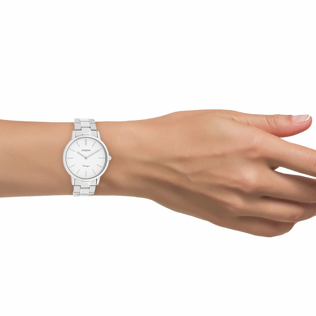 Silver coloured OOZOO watch with stainless steel bracelet - C20026