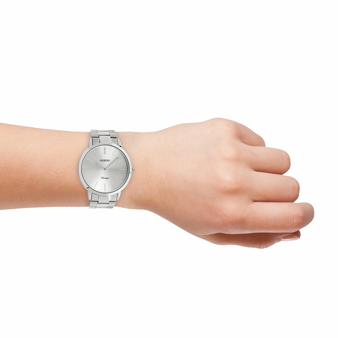 Silver coloured OOZOO watch with stainless steel bracelet - C20100