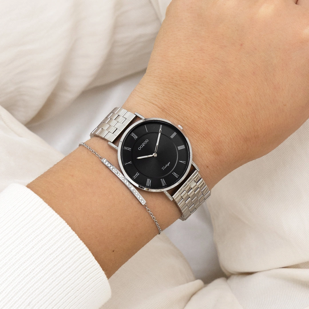 Silver coloured OOZOO watch with stainless steel bracelet - C20366