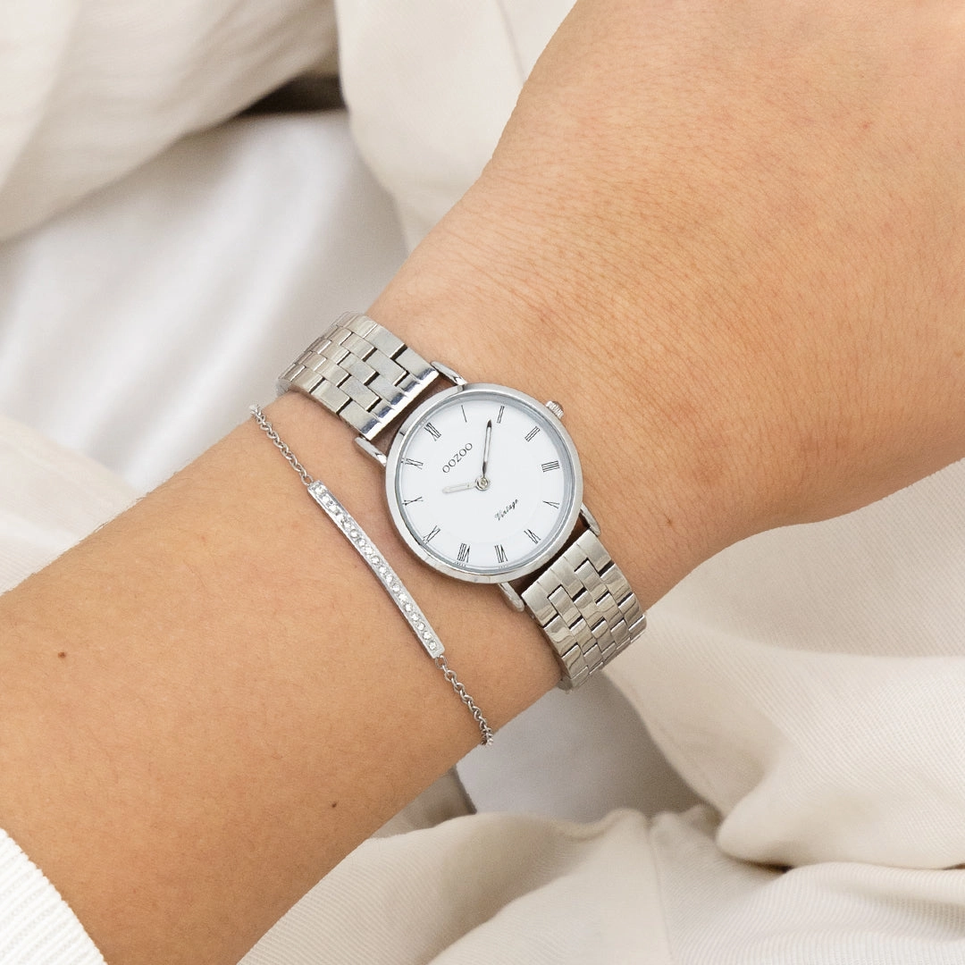Silver coloured OOZOO watch with stainless steel bracelet - C20372