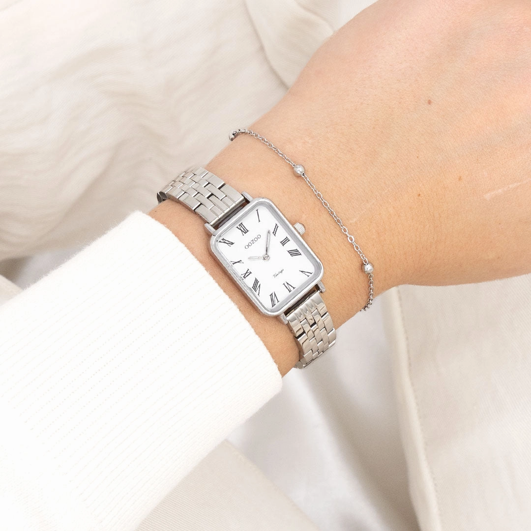 Silver coloured OOZOO watch with stainless steel bracelet - C20410