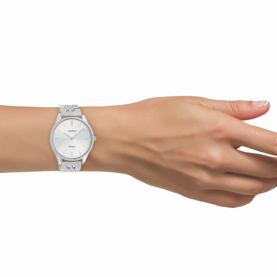 Silver coloured OOZOO watch with stainless steel bracelet - C9981