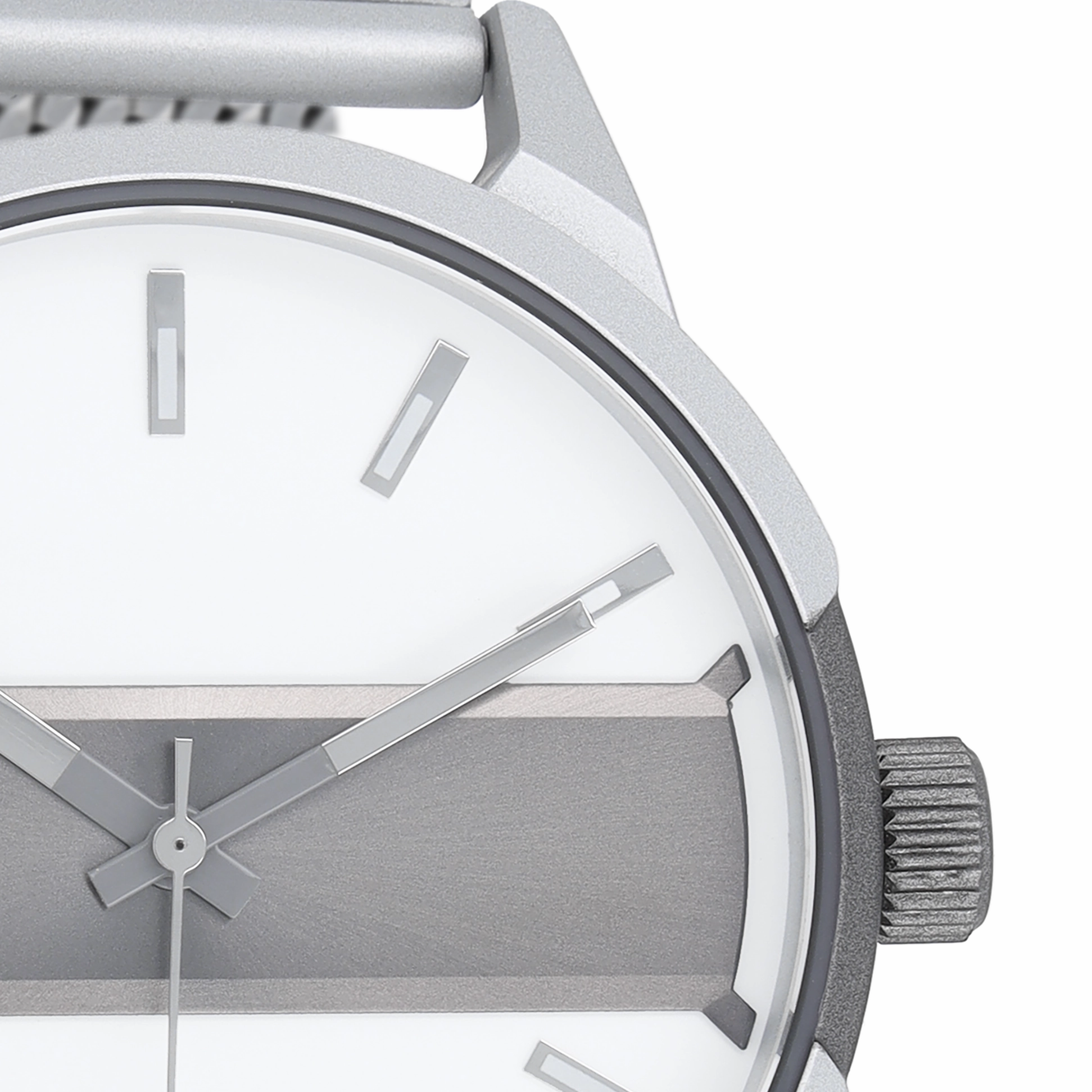 Silver coloured/titanium OOZOO watch with silver coloured metal mesh bracelet - C11105