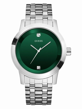 Silver-Tone and Green Analog Watch