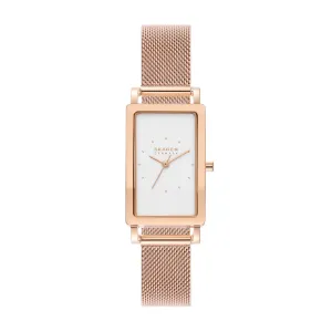Skagen Hagen Rose Gold Rectangular Stainless Steel Mesh Watch SKW3095