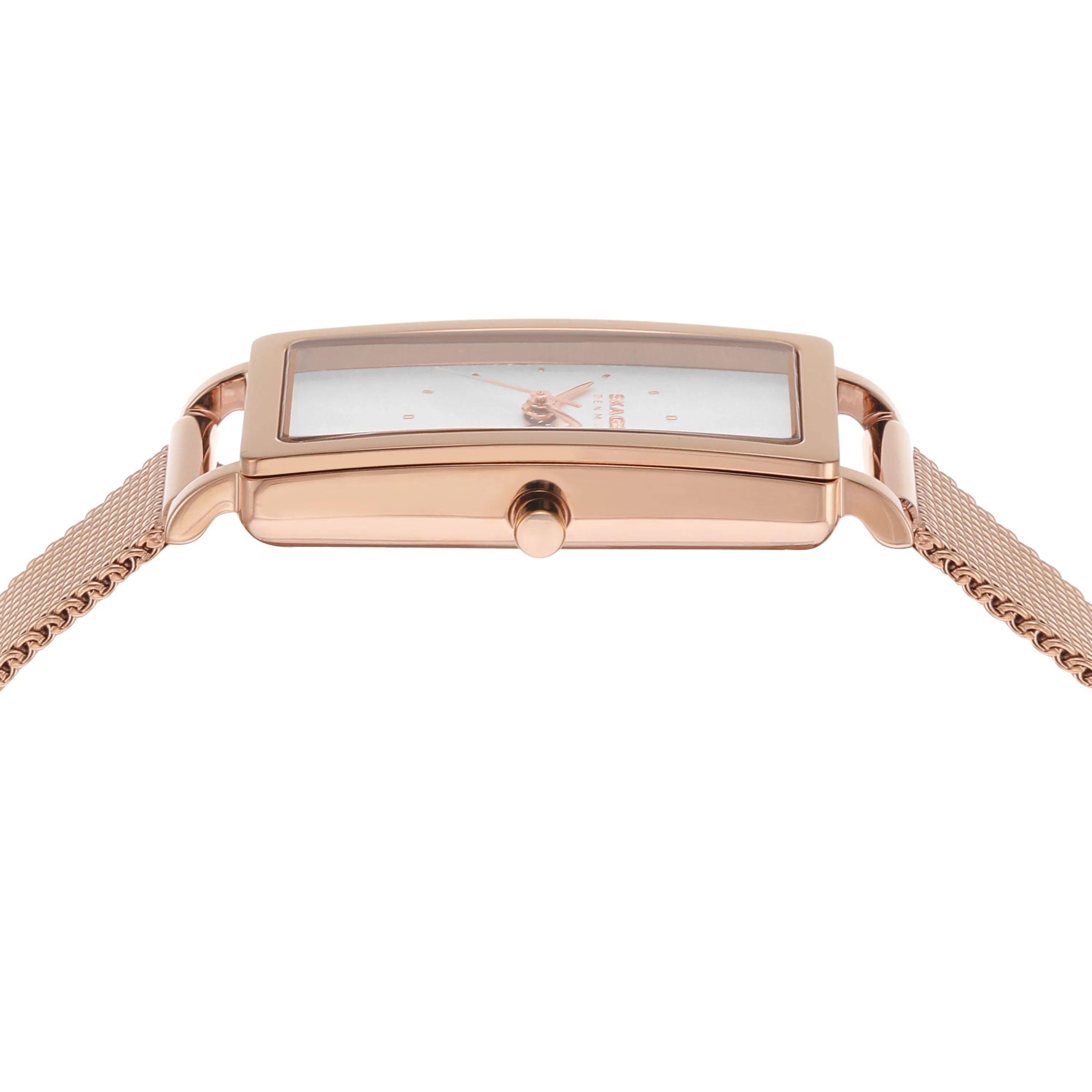 Skagen Hagen Rose Gold Rectangular Stainless Steel Mesh Watch SKW3095