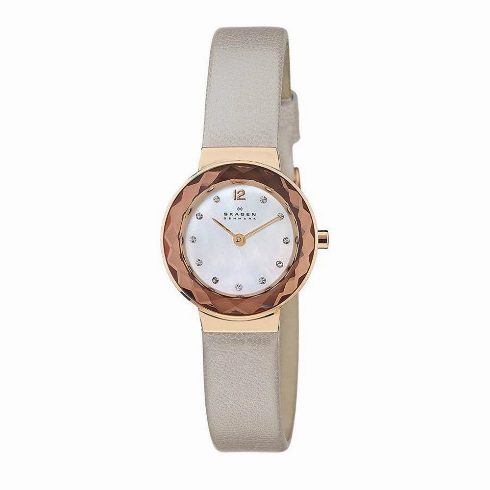 Skagen 456SRLT Women's Silver Dial Brown Leather Watch