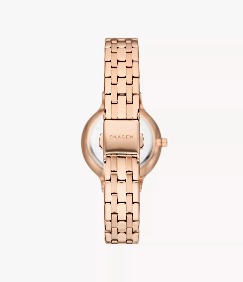 Skagen Anita Rose Gold Stainless Steel Watch with Three-Hand Movement SKW3128