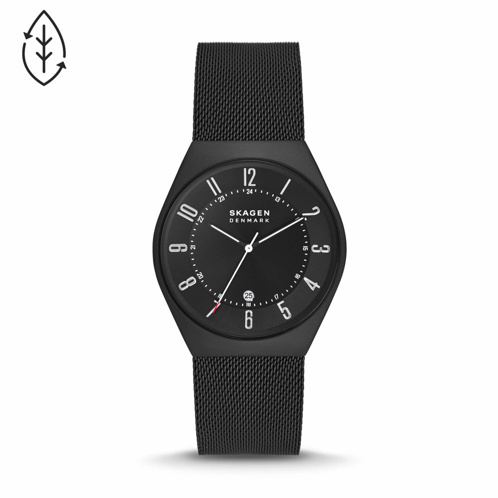 Skagen Grenen Three-Hand Date Midnight Stainless Steel Mesh Watch SKW6817