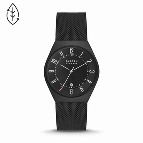 Skagen Grenen Three-Hand Date Midnight Stainless Steel Mesh Watch SKW6817