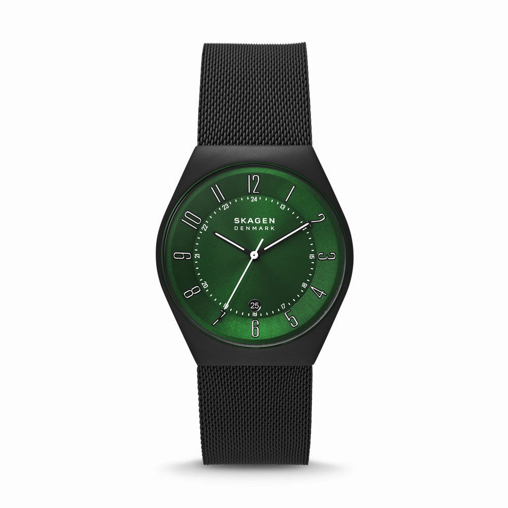 Skagen Grenen Three-Hand Date Midnight Stainless Steel Mesh Watch SKW6857