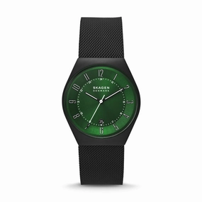 Skagen Grenen Three-Hand Date Midnight Stainless Steel Mesh Watch SKW6857