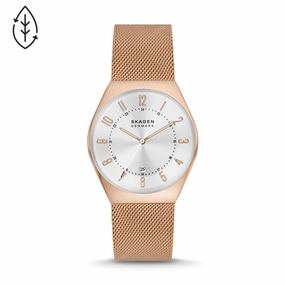 Skagen Grenen Three-Hand Date Rose Gold Stainless Steel Mesh Watch SKW6818