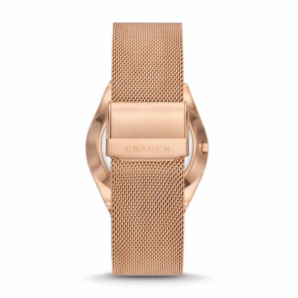 Skagen Grenen Three-Hand Date Rose Gold Stainless Steel Mesh Watch SKW6818
