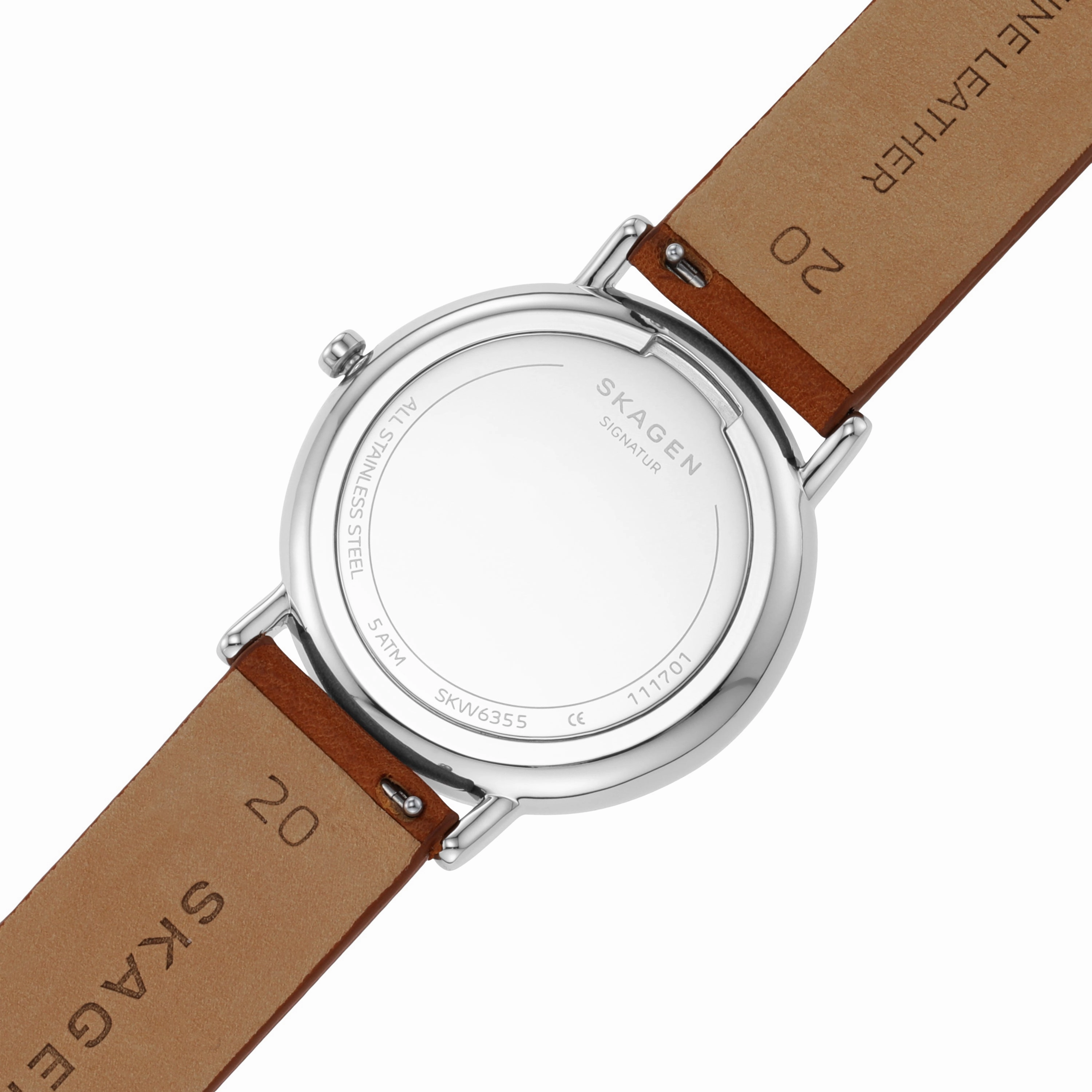 Skagen Signatur Men's Blue Dial Watch with Brown Leather Strap SKW6355