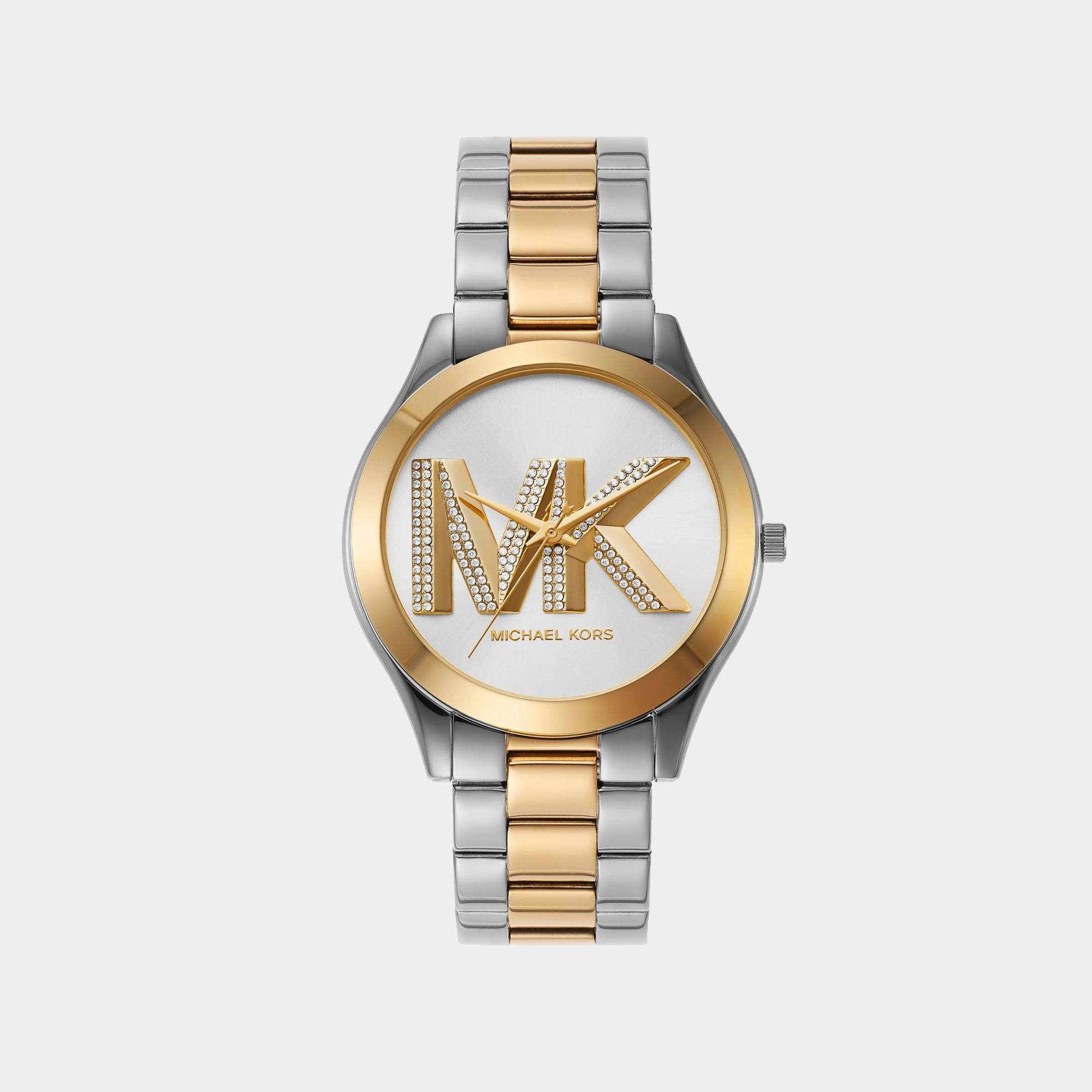 Slim Runway Women Quartz Two Tone Dial Analog Stainless Steel Watch MK4735