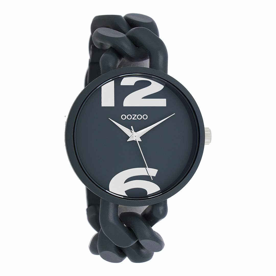 Smoke grey OOZOO watch with chunky chain bracelet - C11268