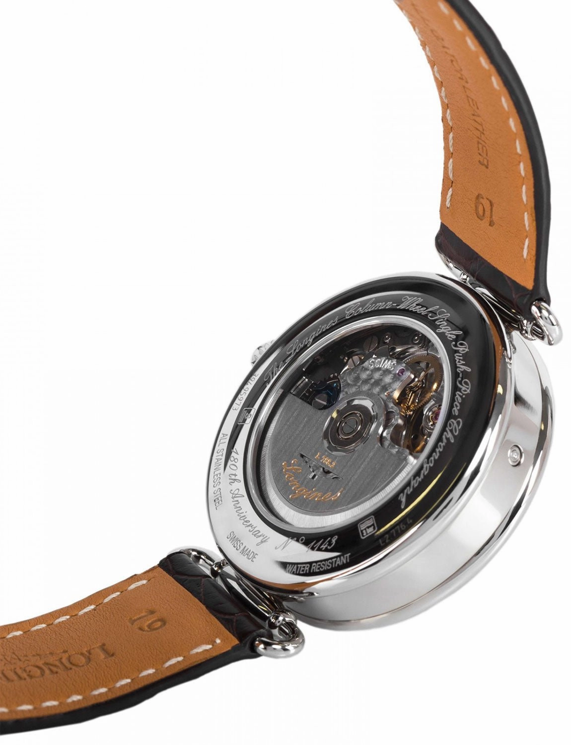 Special Edition Longines Heritage Chronograph Steel White Dial Date Brown Leather Strap Mens Watch L2.776.4.21.3
