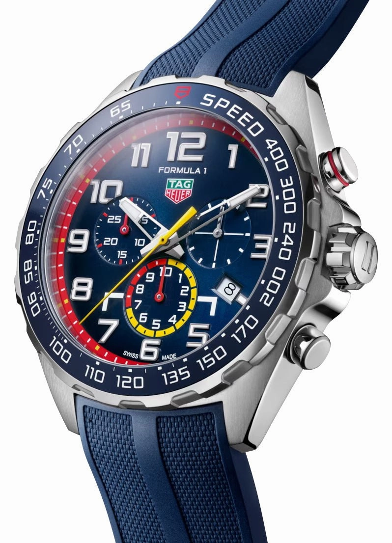 Special Edition TAG Heuer Formula 1 x Red Bull Racing Chronograph Blue Dial Blue Rubber Strap Date Divers Quartz Mens Watch CAZ101AL.FT8052