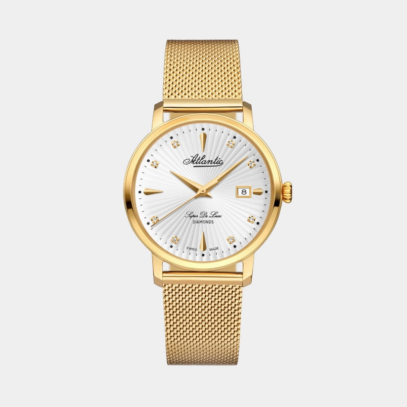 Super De Luxe Women Quartz White Dial Analog Mesh Watch 29355.45.27