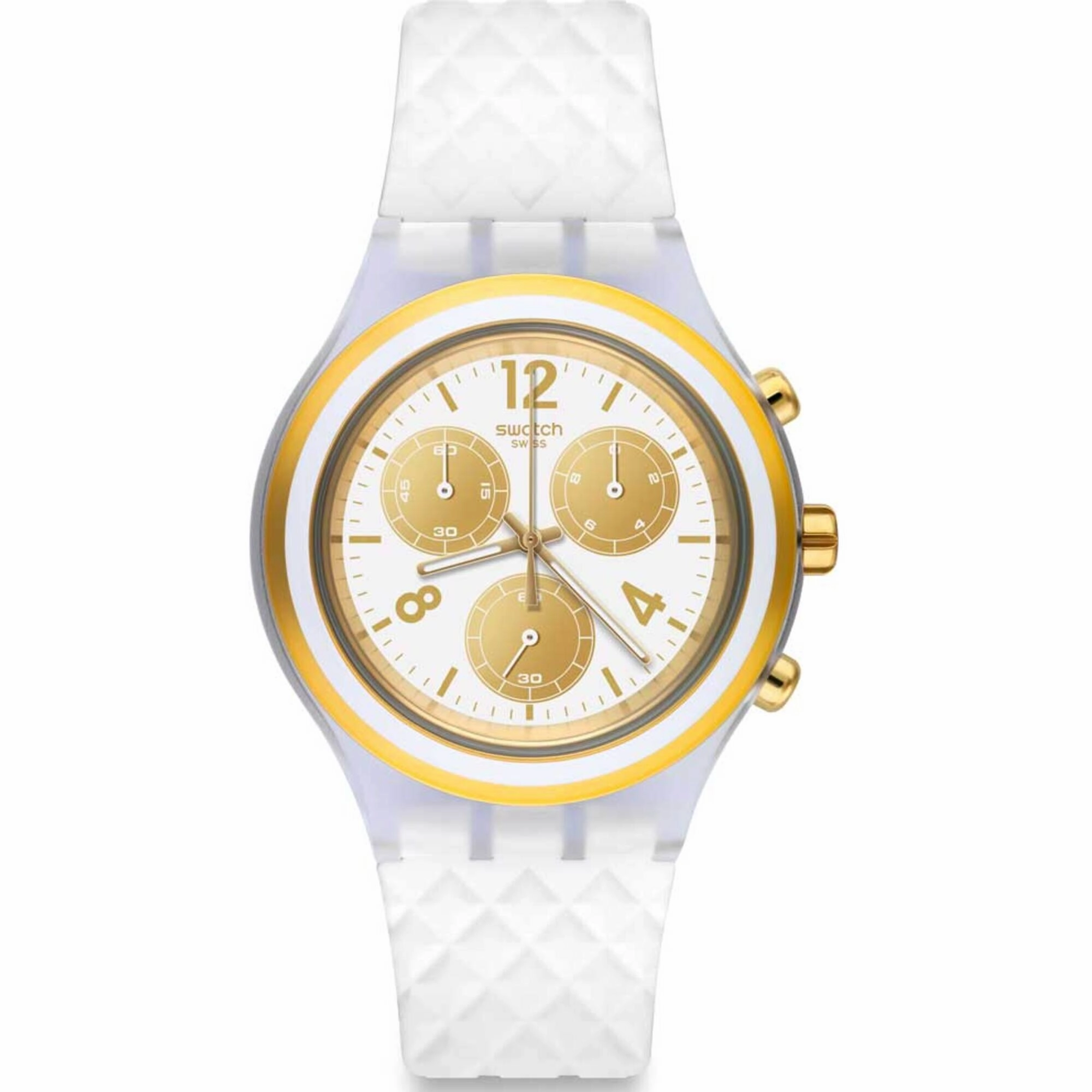 Swatch Men's Watch - Elegolden Chronograph White and Gold Tone Dial | SVCK1008