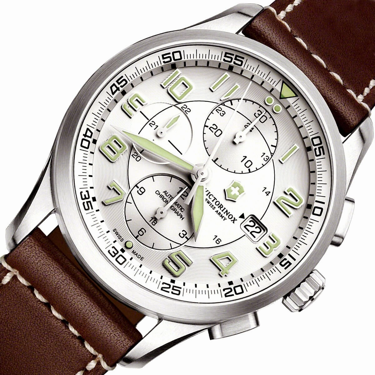 Swiss Army Airboss Mechanical Automatic Chronograph Steel Mens Watch Date 241598