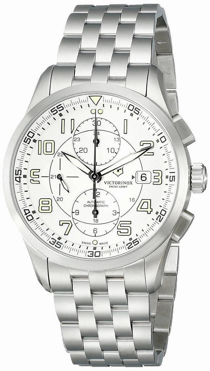 Swiss Army Airboss Mechanical Automatic Chronograph Steel Mens Watch Date 241621