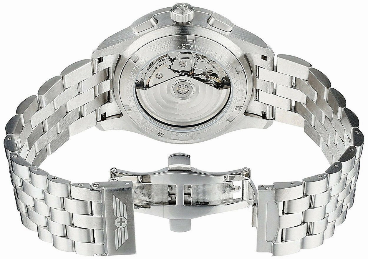 Swiss Army Airboss Mechanical Automatic Chronograph Steel Mens Watch Date 241621