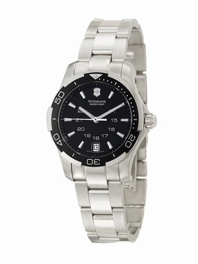 Swiss Army Classic Alliance Sport Stainless Steel Womens Watch Black Dial Calendar 241305