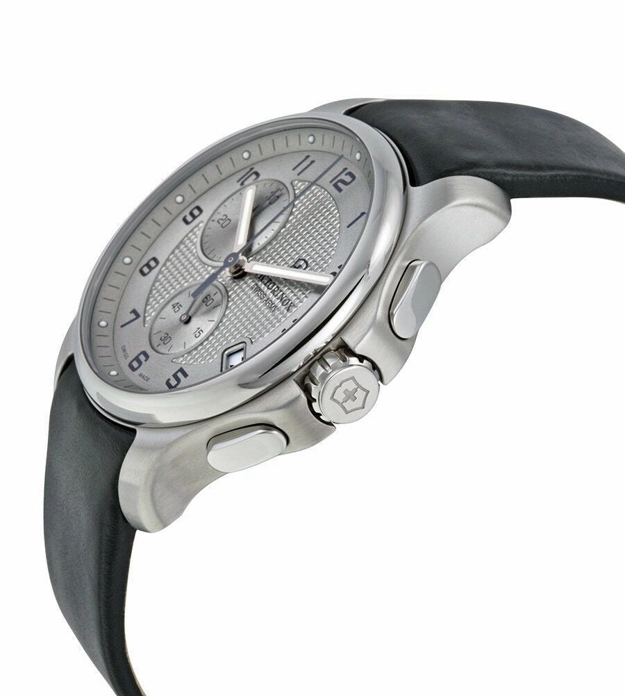 Swiss Army Classic Officer's Chronograph Stainless Steel Mens Strap Watch Silver Dial 241553