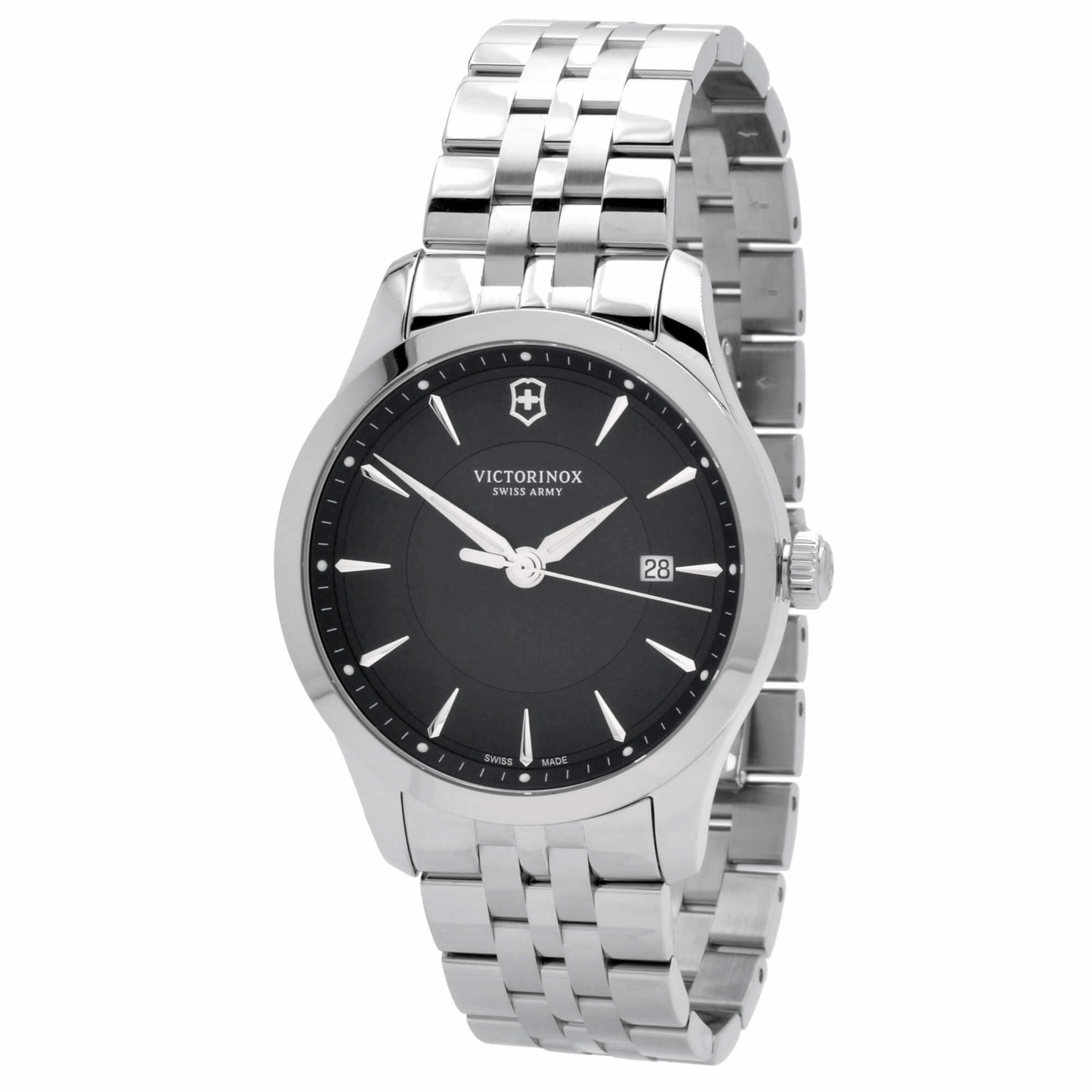 Swiss Army Men's Bracelet Watch - Alliance Black Dial Stainless Steel | 241801