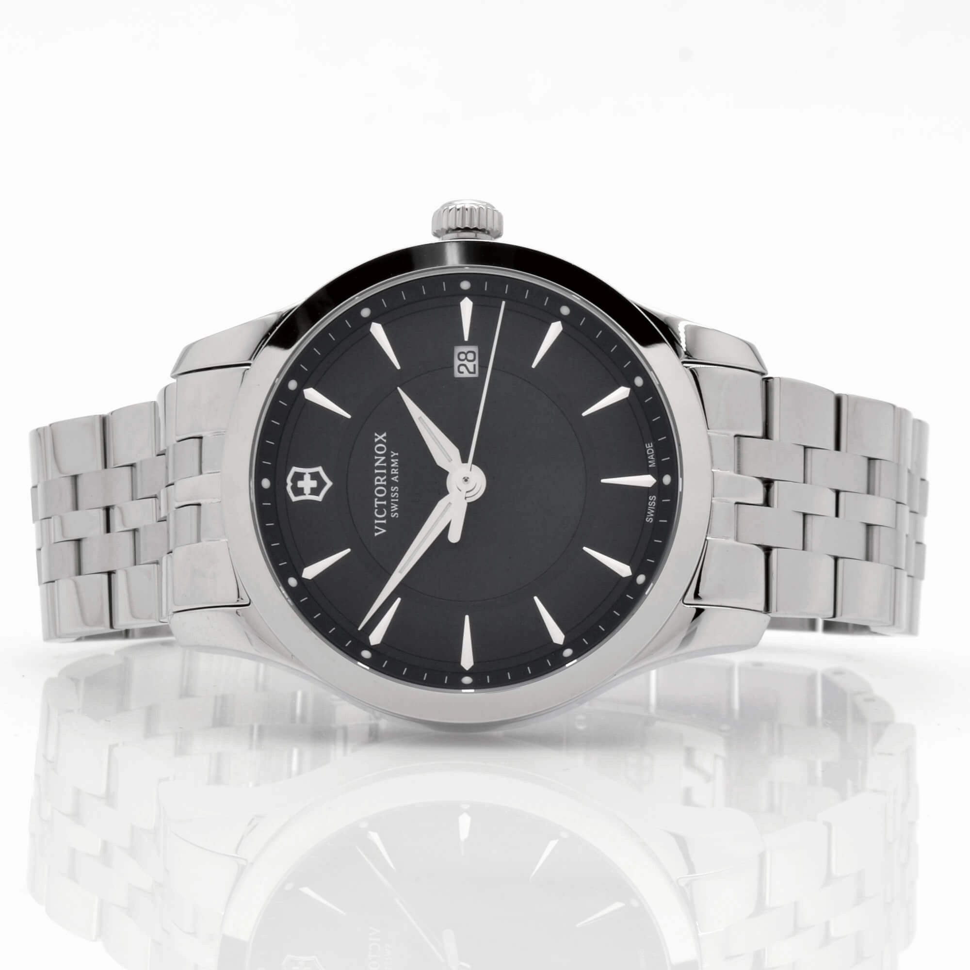 Swiss Army Men's Bracelet Watch - Alliance Black Dial Stainless Steel | 241801