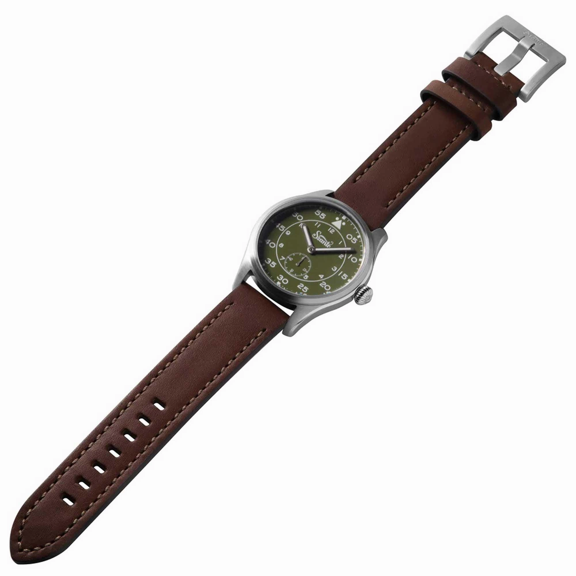 Szanto Men's Quartz Watch - Heritage Aviator Small Seconds Green Dial Strap | SZ 2755