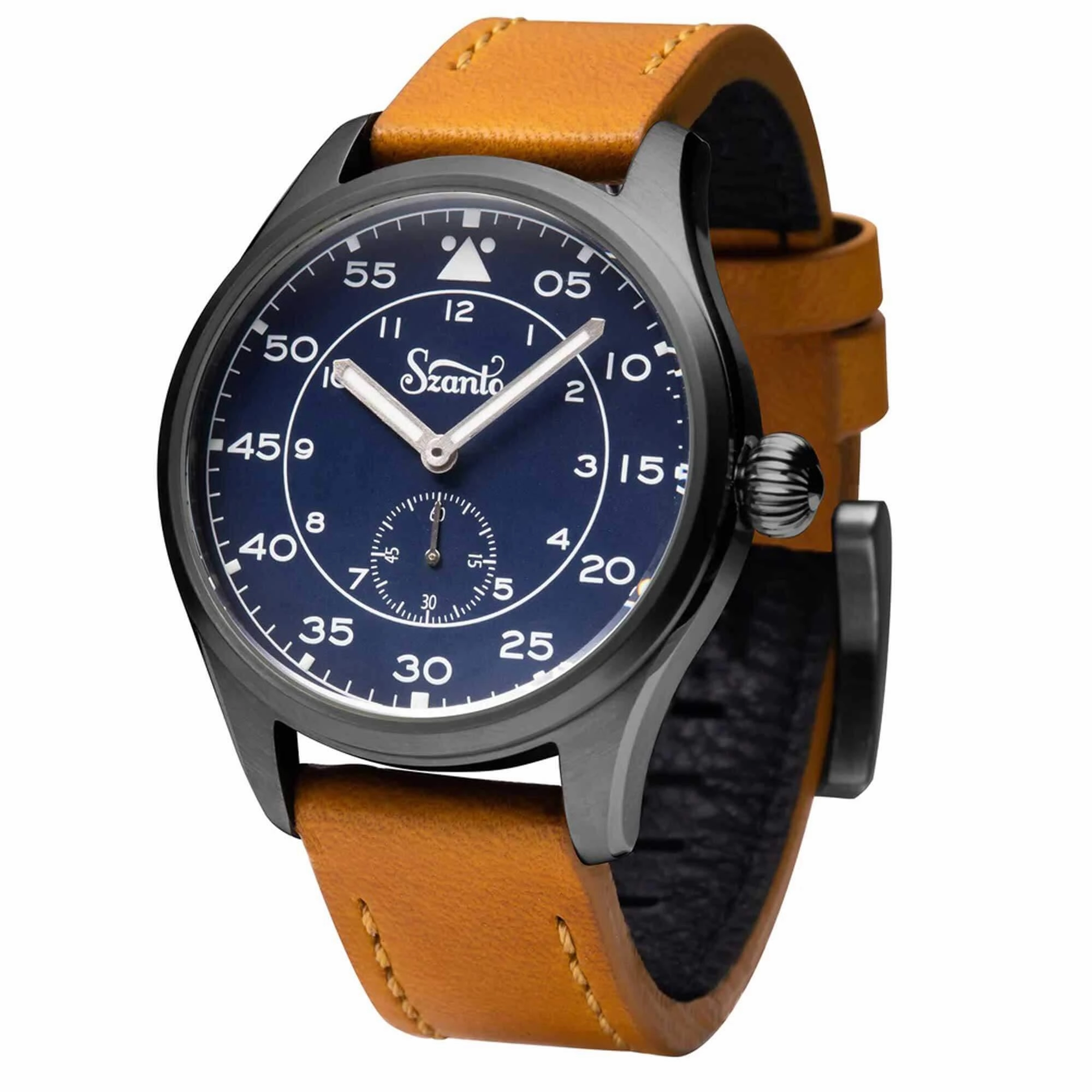 Szanto Men's Watch - Heritage Aviator Small Seconds Blue Dial Tan Strap | SZ 2756