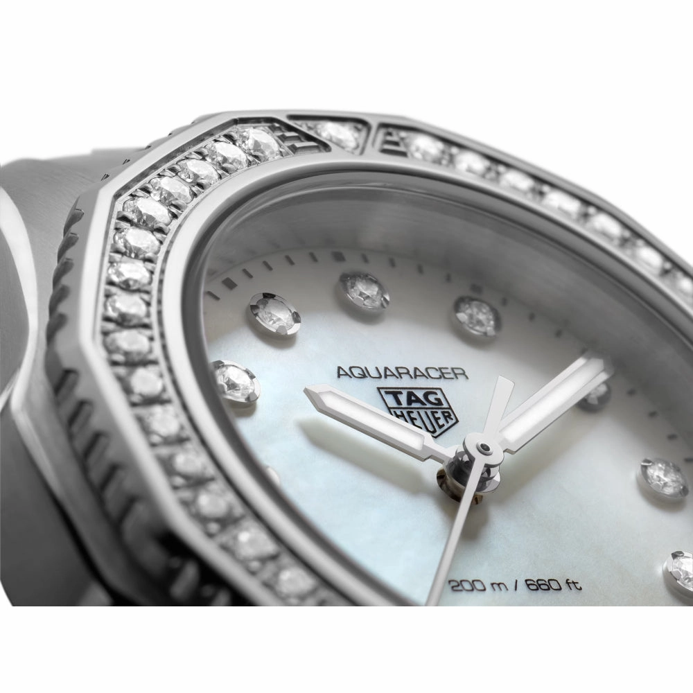 Tag Heuer Aquaracer Professional 200 Quartz 30mm Diamond Bezel - Steel/White