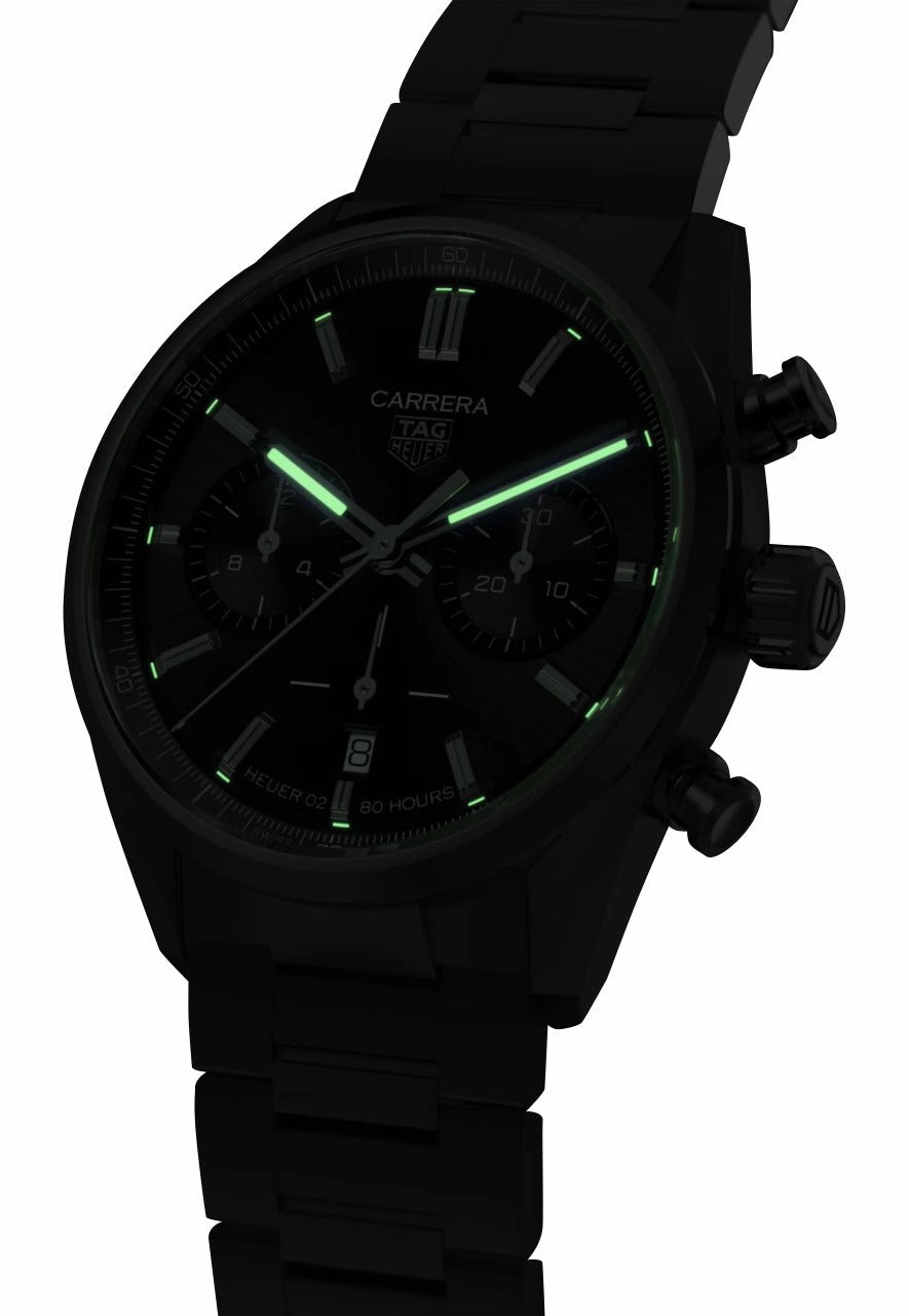 TAG Heuer Carrera Automatic Chronograph Stainless Steel Black Dial Date Mens Watch CBN2010.BA0642