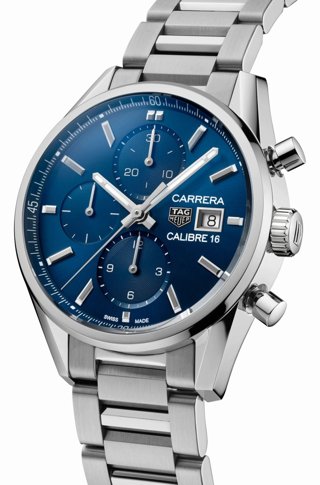 TAG Heuer Carrera Automatic Chronograph Stainless Steel Blue Dial Date Mens Watch CBK2112.BA0715
