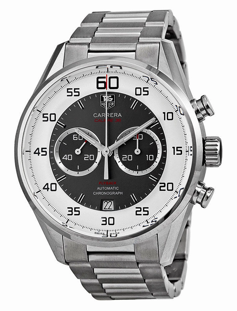 TAG Heuer Carrera Flyback Chronograph Automatic Gray & White Dial Date Stainless Steel Mens Watch CAR2B11.BA0799
