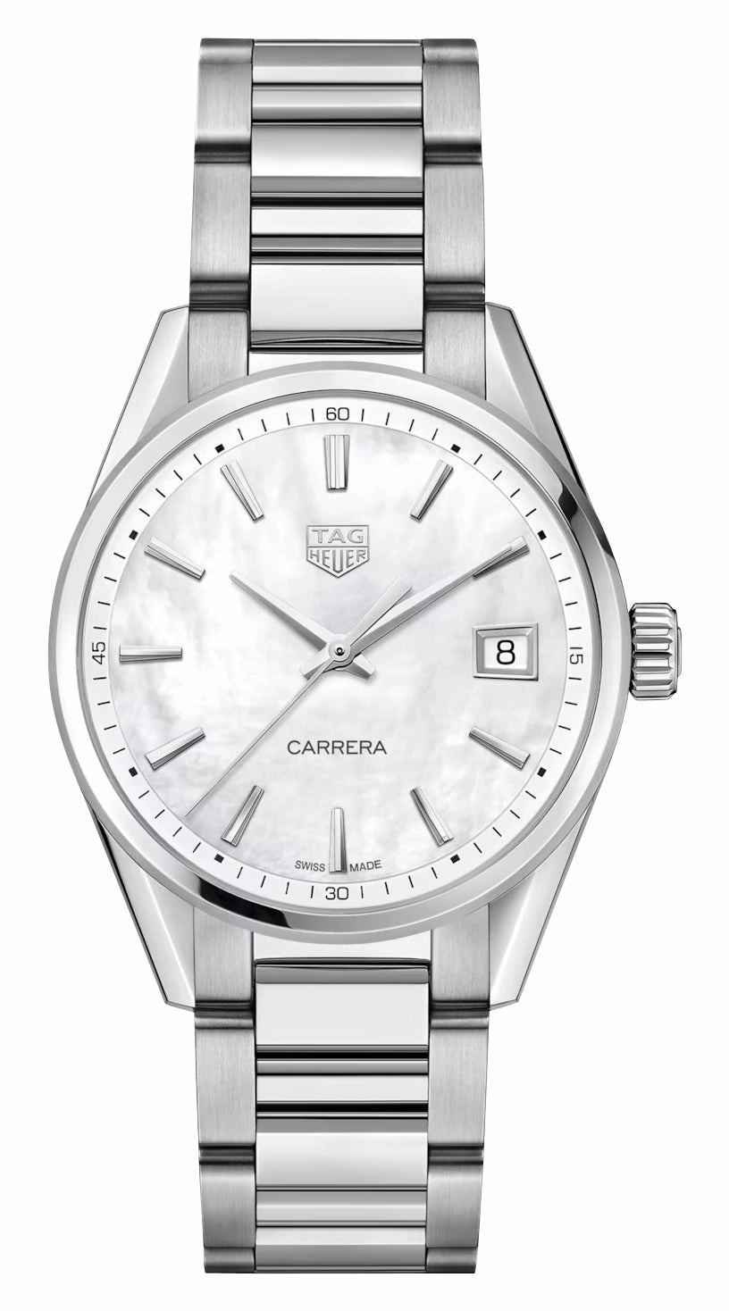 TAG Heuer Carrera Stainless Steel Mother-Of-Pearl Dial Date Quartz Womens Watch WBK1311.BA0652