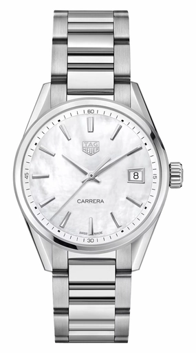 TAG Heuer Carrera Stainless Steel Mother-Of-Pearl Dial Date Quartz Womens Watch WBK1311.BA0652