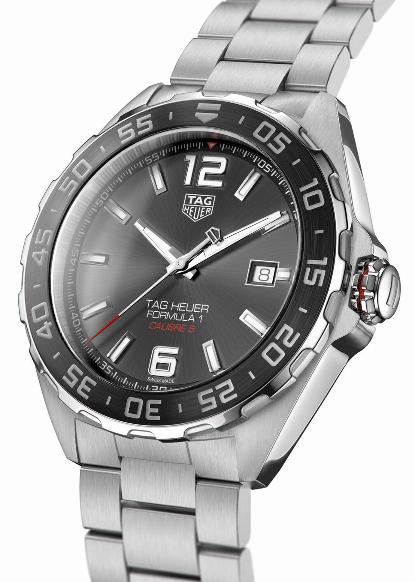 TAG Heuer Formula 1 Automatic Stainless Steel Gray Dial Date Divers Mens Watch WAZ2011.BA0842