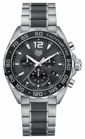 TAG Heuer Formula 1 Chronograph Stainless Steel & Ceramic Gray Dial Date Divers Quartz Mens Watch CAZ1011.BA0843