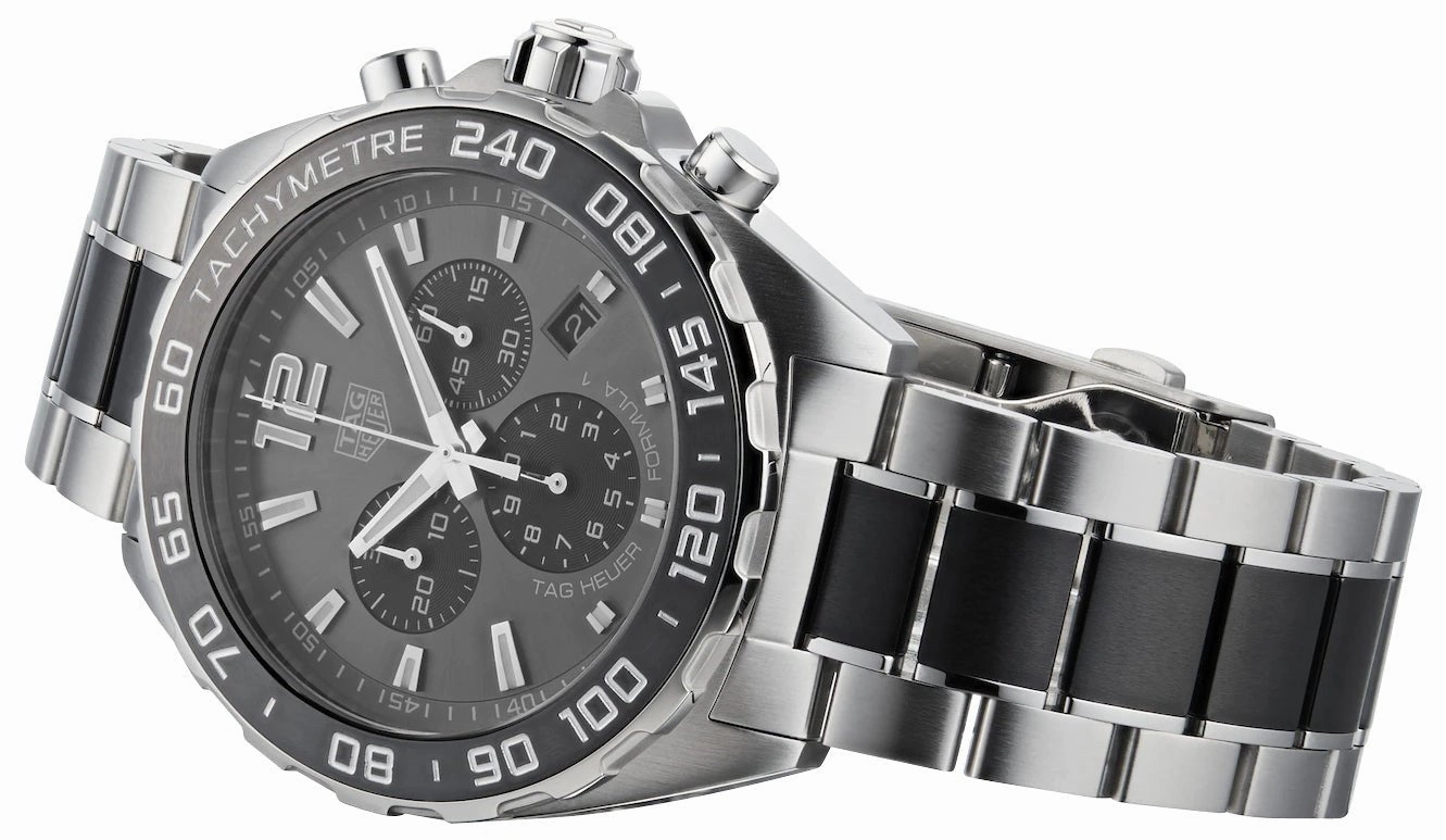 TAG Heuer Formula 1 Chronograph Stainless Steel & Ceramic Gray Dial Date Divers Quartz Mens Watch CAZ1011.BA0843