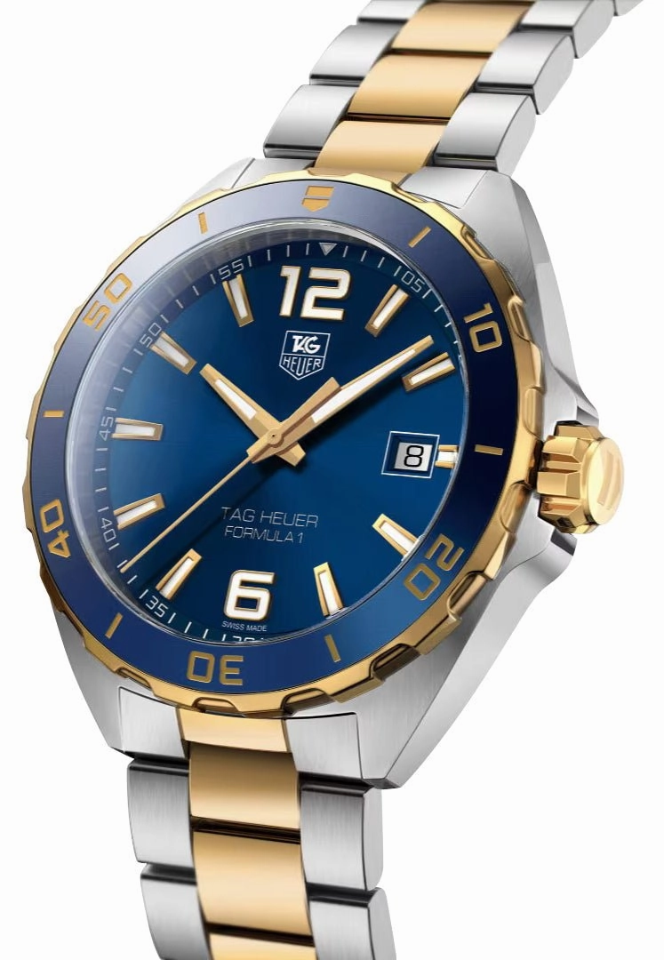 TAG Heuer Formula 1 Stainless Steel & Yellow Gold Plated Blue Dial Date Divers Quartz Mens Watch WAZ1120.BB0879